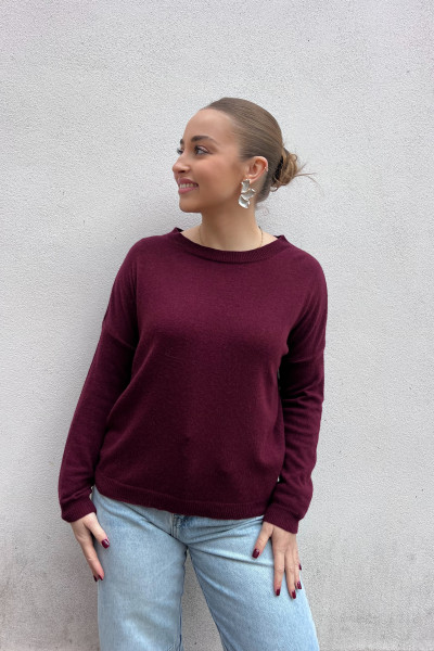 chummy pull fin en cachemire lie-de-vin rouge bordeaux