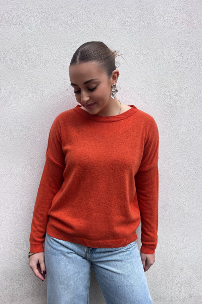 chummy pull fin en cachemire orange