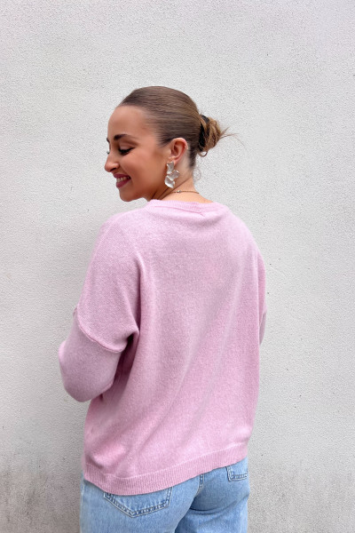chummy pull fin en cachemire rose