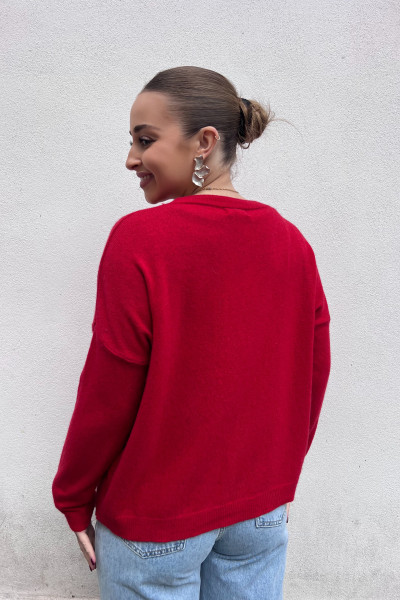 chummy pull fin en cachemire rouge
