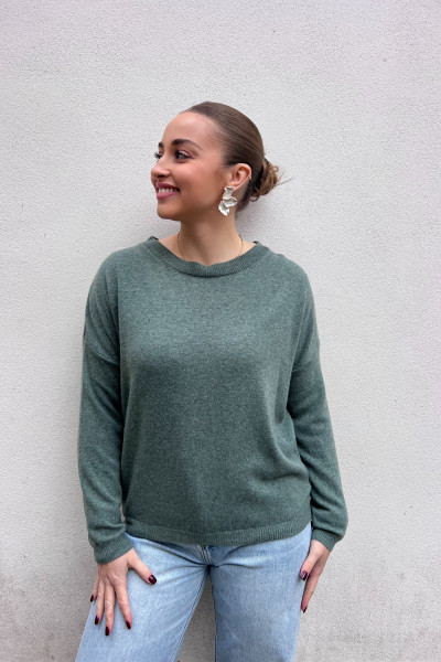 chummy pull fin en cachemire vert