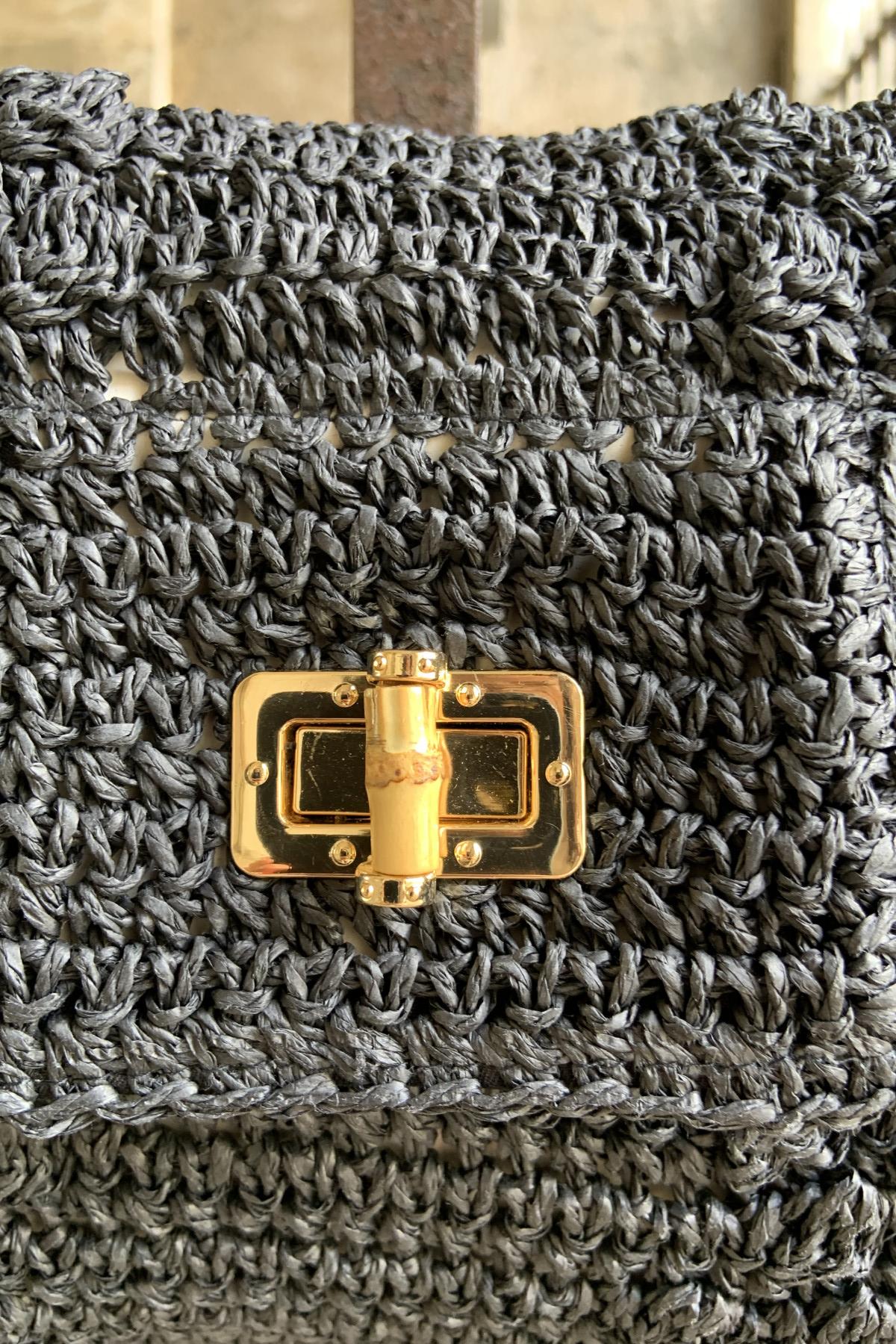 CHUMMY SAC NOIR raphia E24