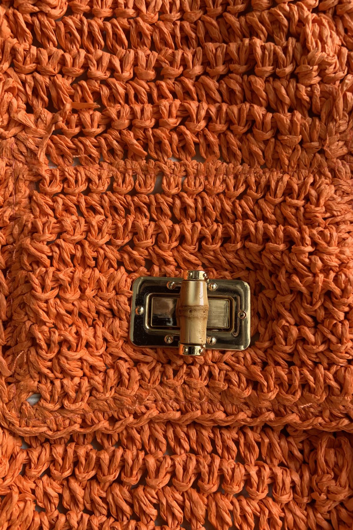 CHUMMY SAC ORANGE raphia KSB801