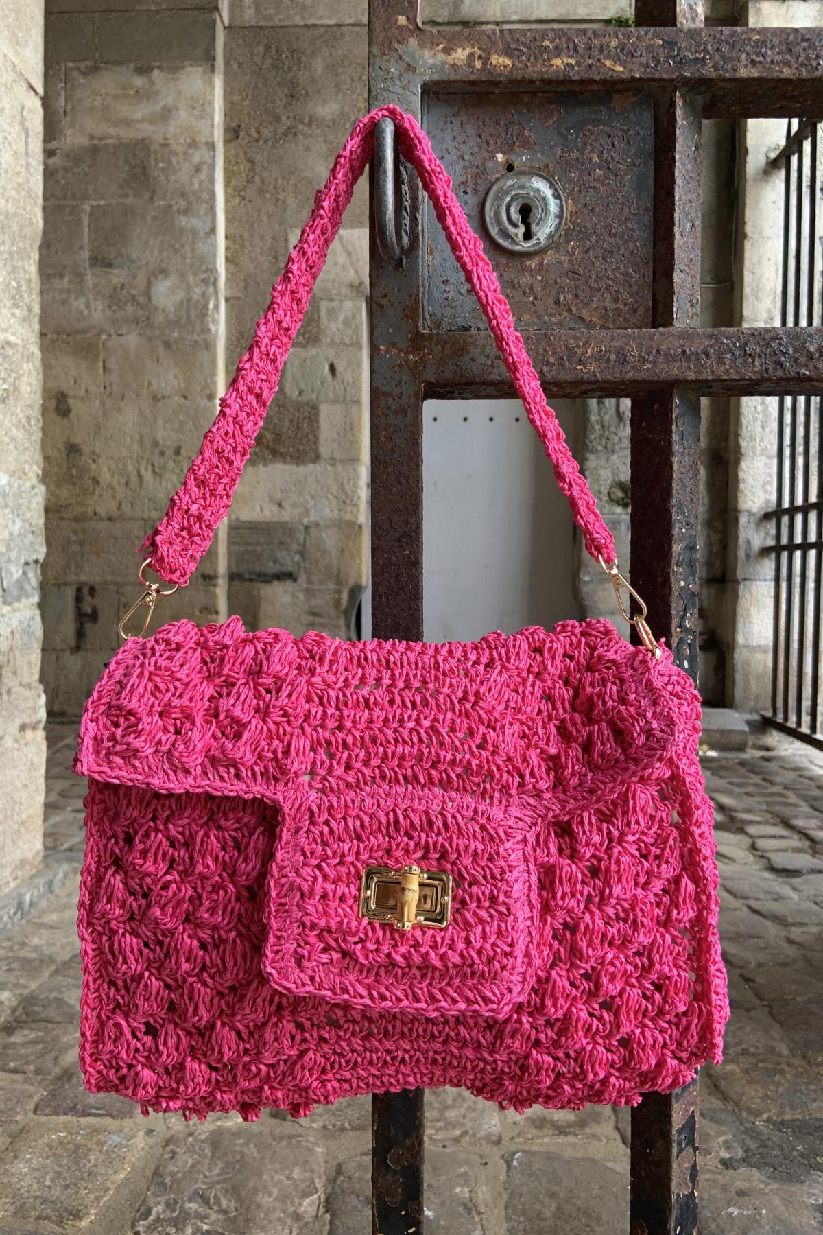 CHUMMY SAC ROSE raphia KSB801