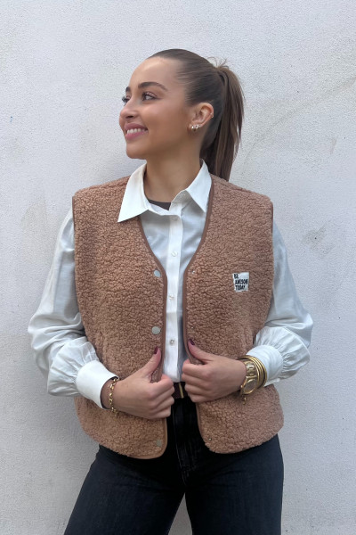 chummy sherpa sans manches taupe be awesome 2070