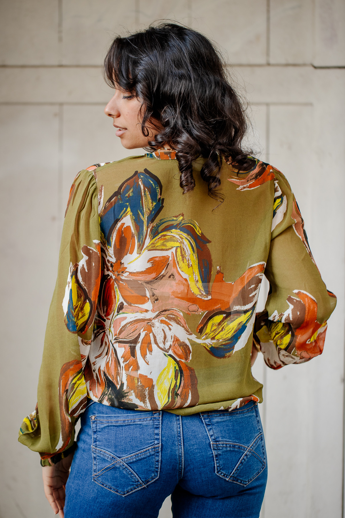 CREAM BLOUSE CRJASMINA 10611805 FEMME VERT IMPRIME A FLEURS CAMEL