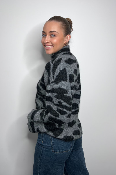 cream pull noir et gris a motif ELMAS 10614246