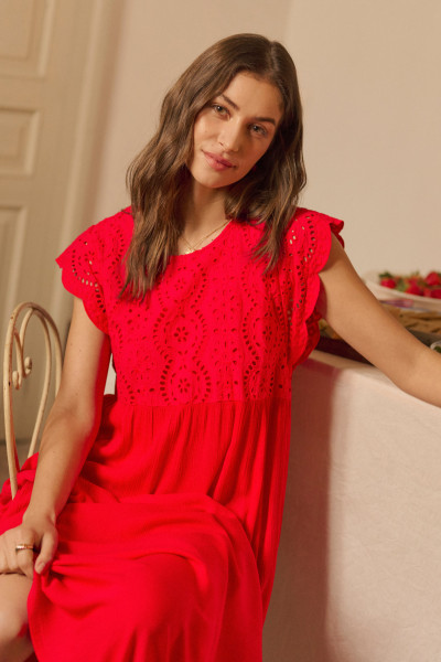 cream robe zita rouge 10614770