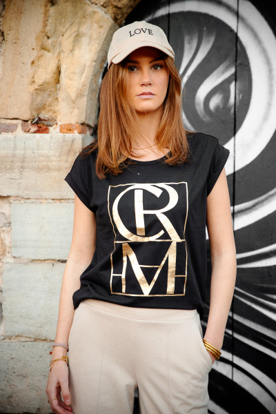 Cream tee-shirt CRLuvan 12218 noir  avec inscriptions dorées