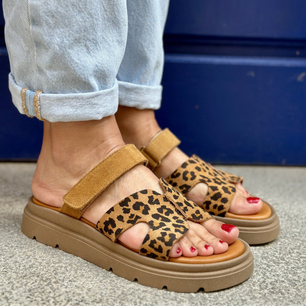 donna lucca sandales 1702 leopard cuir 