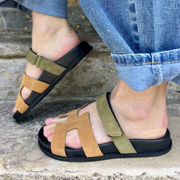 DONNA LUCCA SANDALES CUIR/OLIVE 1822