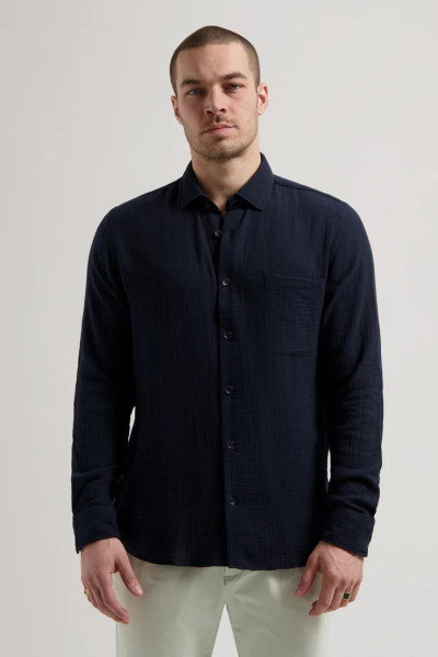 DSTREZZED CHEMISE AXTON MOUSSELINE DE COTON BLEU