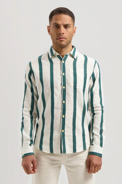 DSTREZZED CHEMISE MILLER RAYE VERT & ECRU