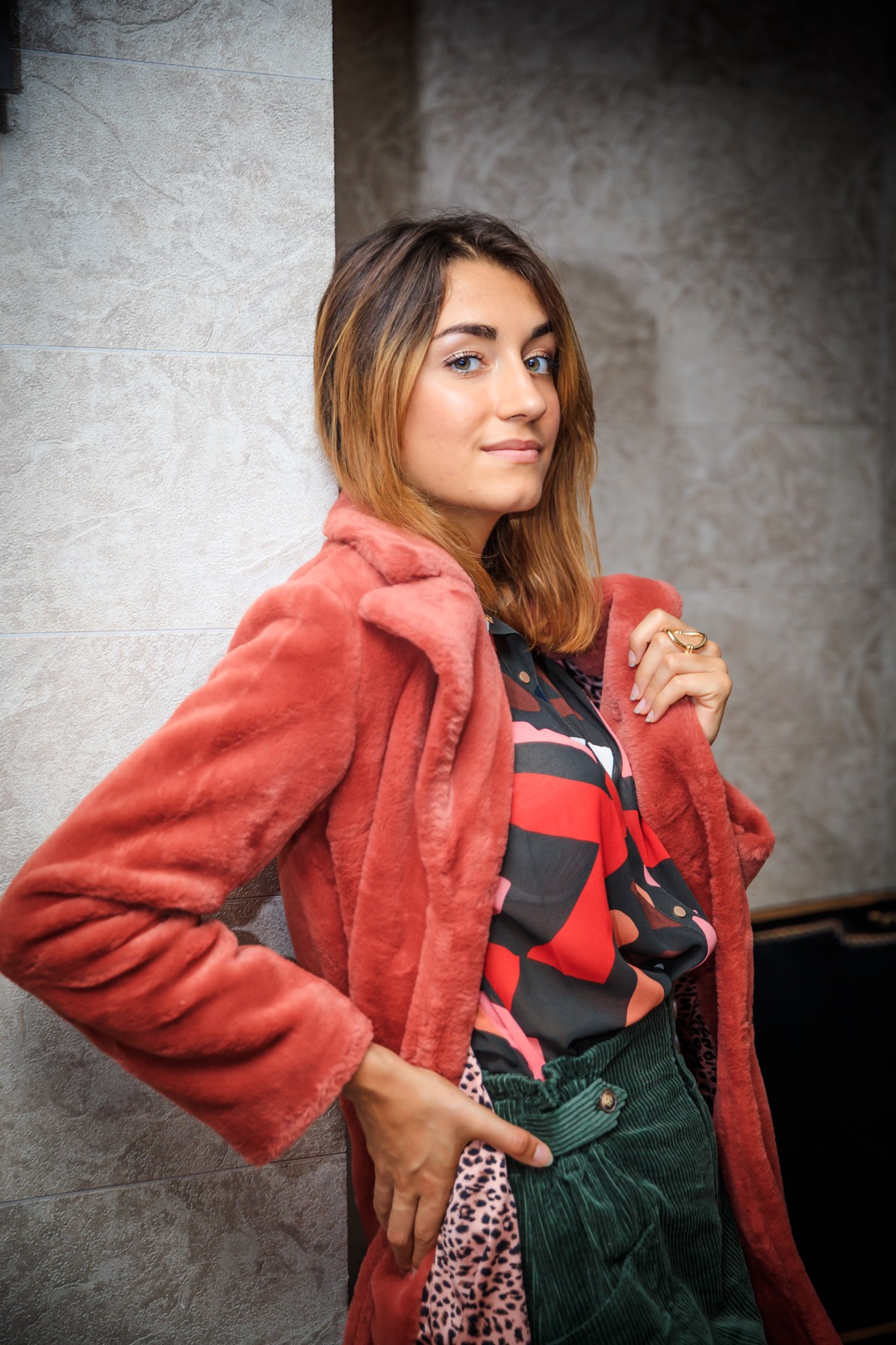EMERIC - Blouson en fausse fourrure rose