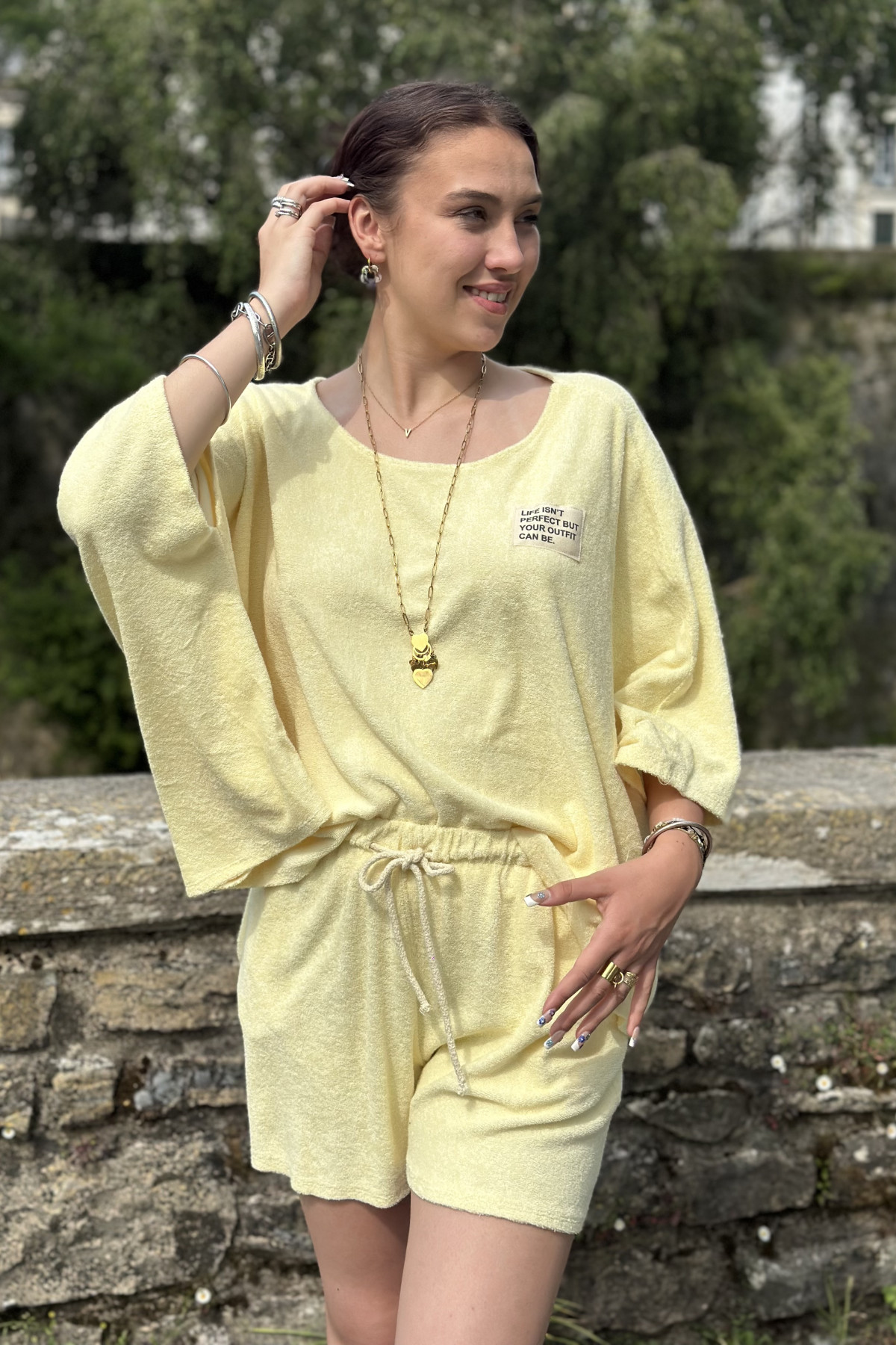 ENSEMBLE EN EPONGE JAUNE 