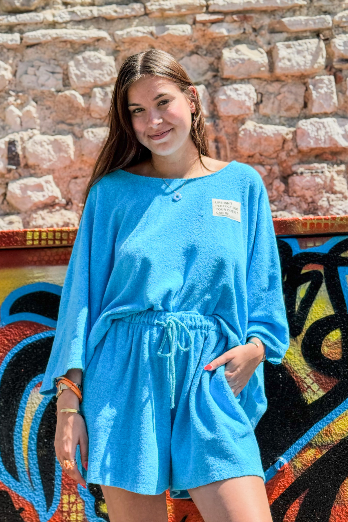 ENSEMBLE EN EPONGE TURQUOISE 