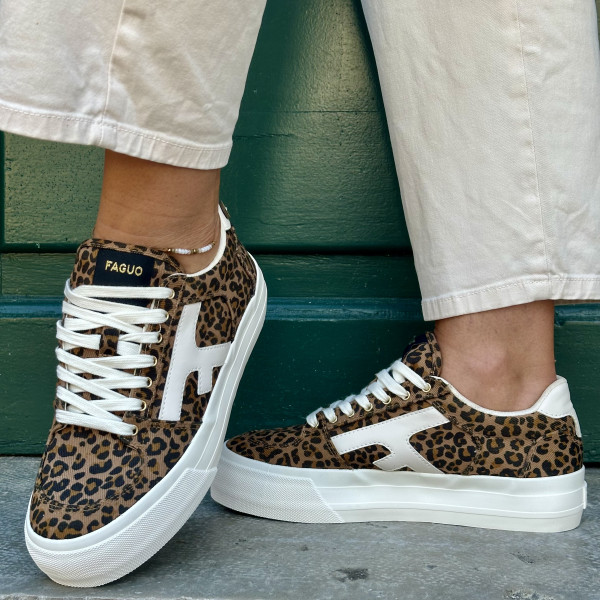 FAGUO BASKET WALNUT PLATEFORME LEOPARD