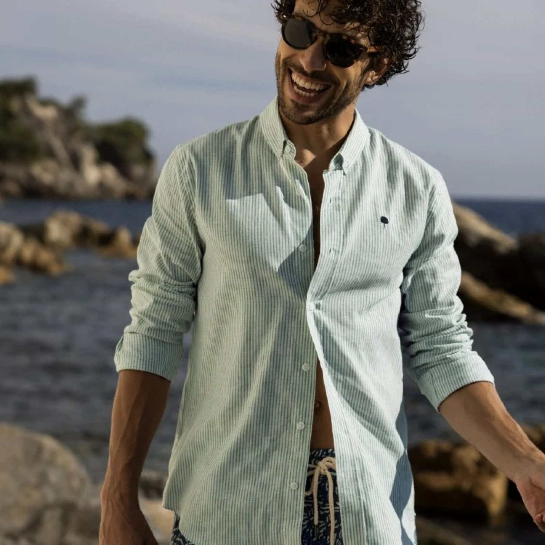 faguo chemise ivoy rayée vert & blanc