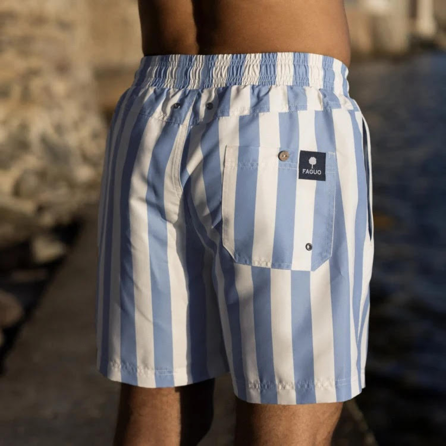 faguo maillot de bain mimizan rayé écru et bleu ciel