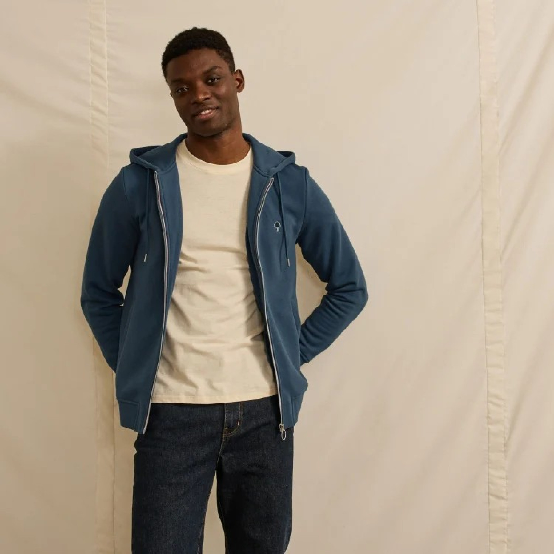 faguo sweat capuche zippé mesnil bleu