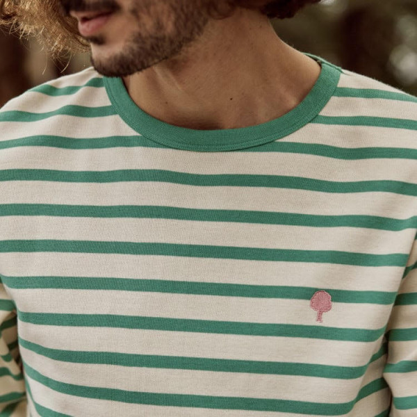 faguo t-shirt manches longues marinière vert