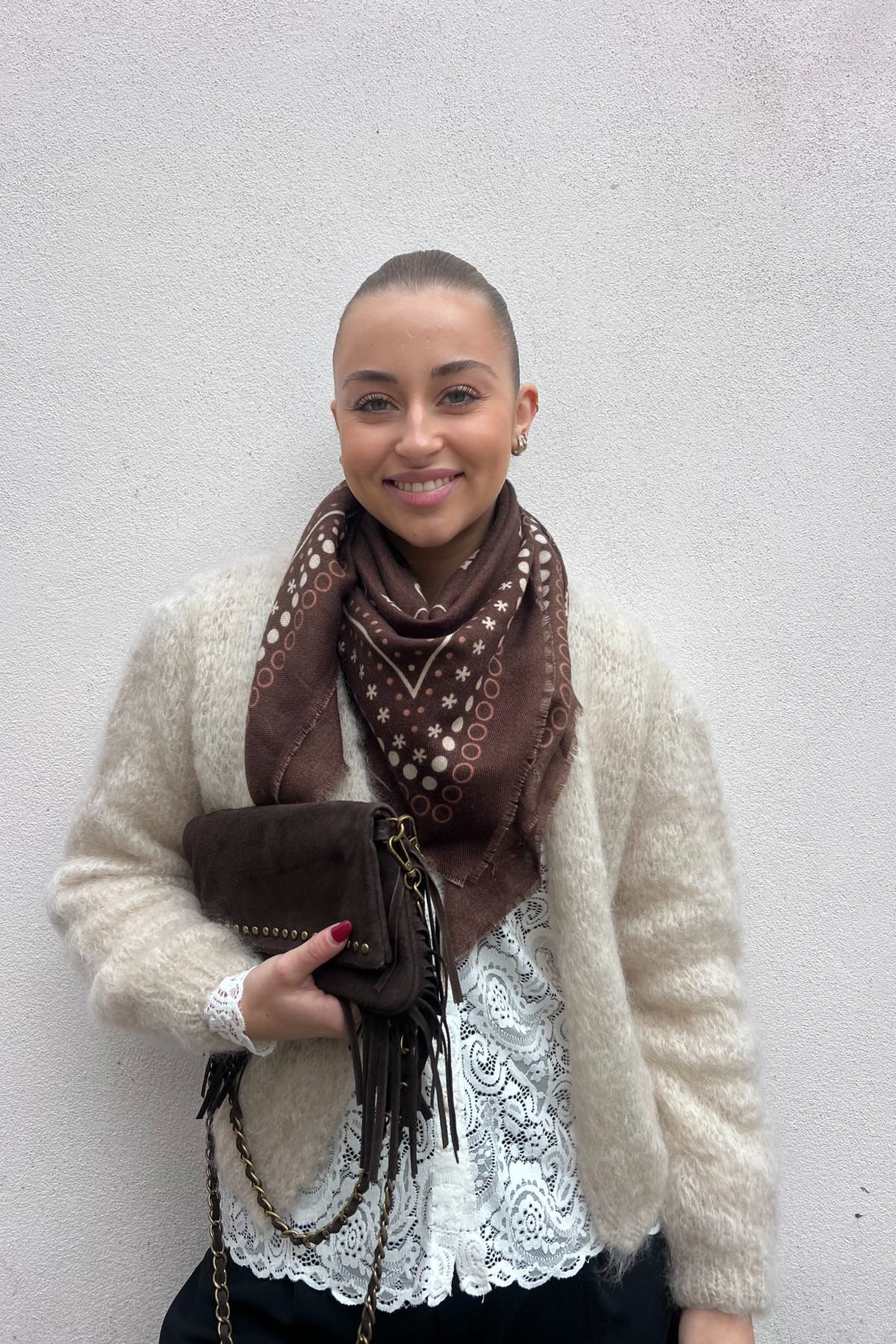 foulard bandana imprime paisley cachemire chocolat