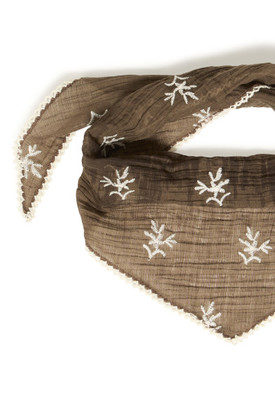 Foulard triangle wikolia b young marron broderie 9289