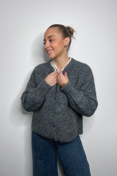 Gilet  chummy en maille douce et duveteuse gris SK28745