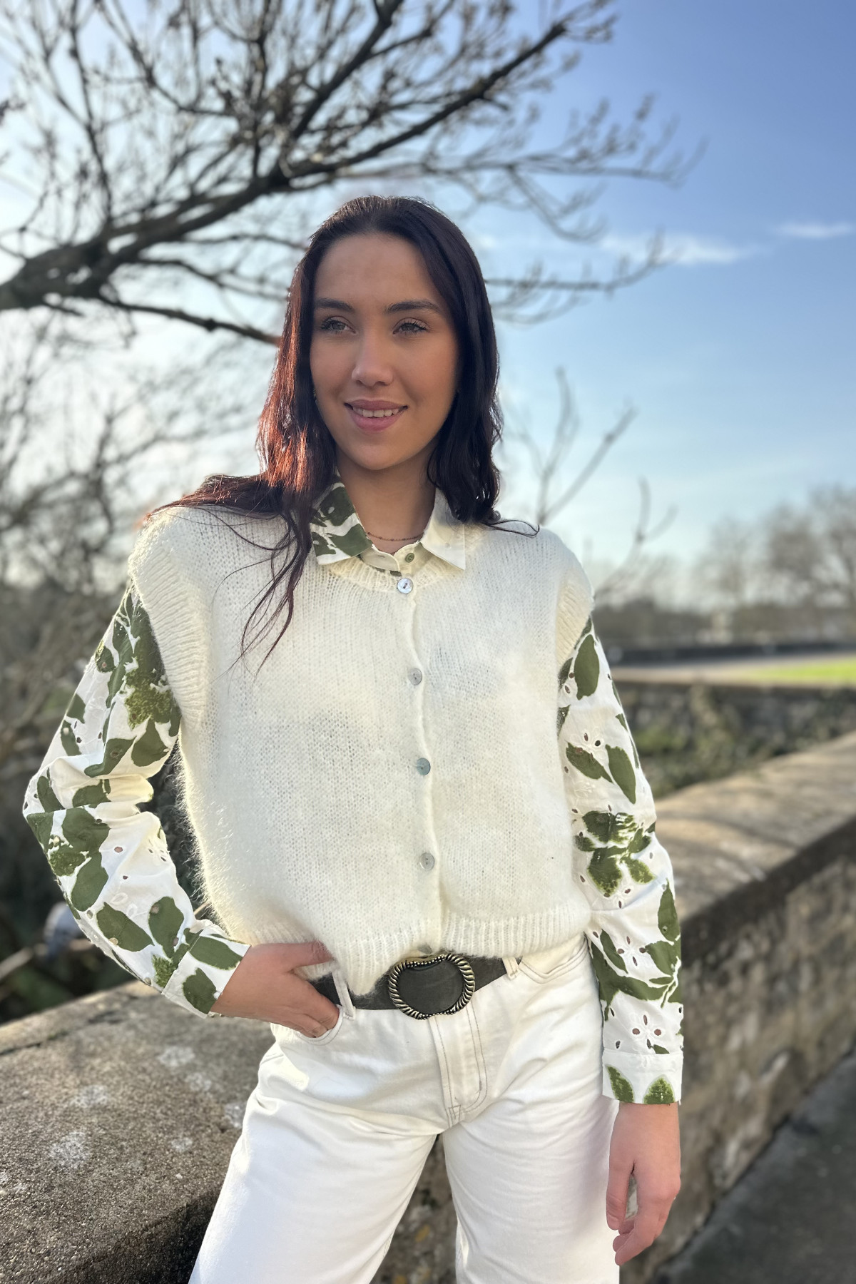gilet sans manches en mohair 2373 avec boutons sur le devant