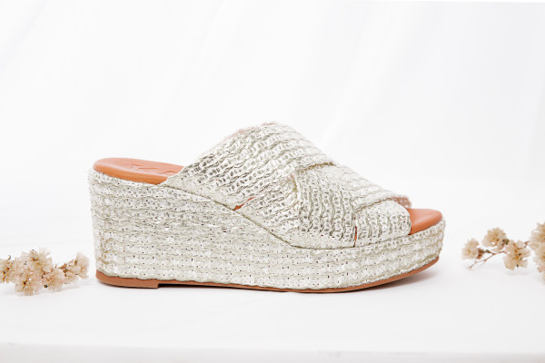 KANNA MULES 3168 RAFIA PLATINO