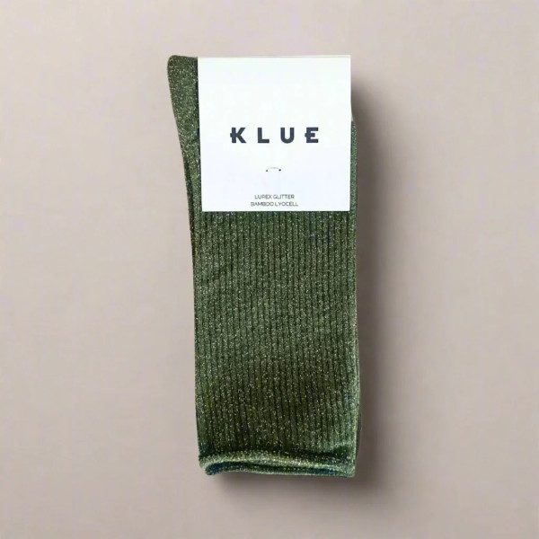 KLUE Chaussettes paillettes en Lyocell écologique Kaki