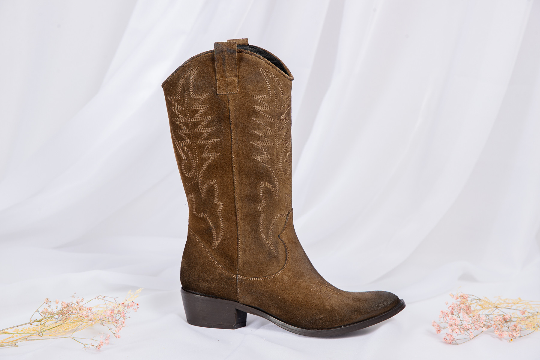 KOBRA BOTTES TAUPE 2046 CUIR FEMME MADE IN ITALY VERT KAKI SANTIAG