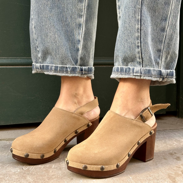 les sabots de caro ilona piel arena beige 