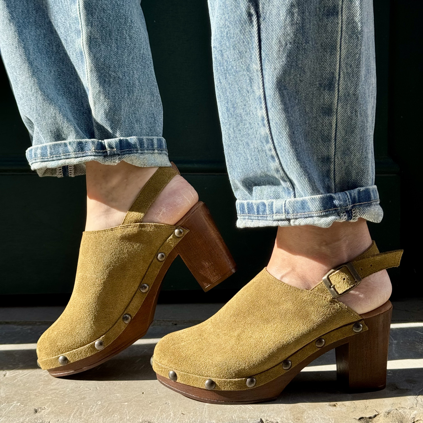les sabots de caro ilona piel military kaki