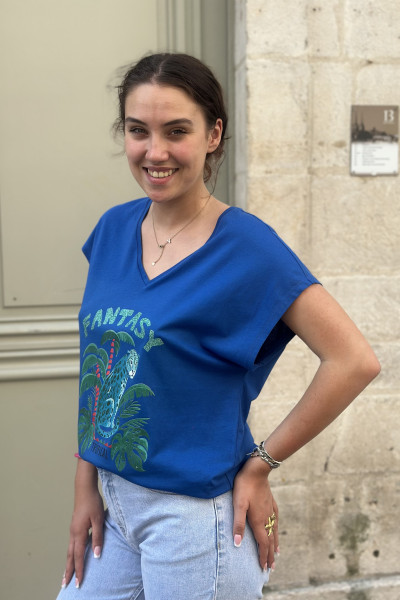 MARCELLO TEE SHIRT BLEU FANTASY AVEC DESSIN