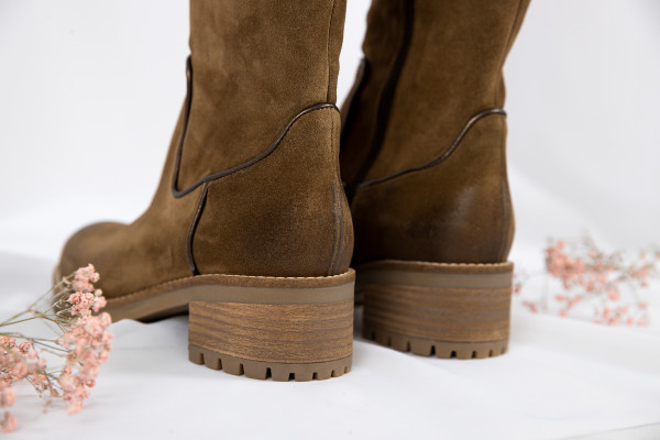 MINKA BOTTES FALCONE FEMME CUIR VERT KAKI TALON