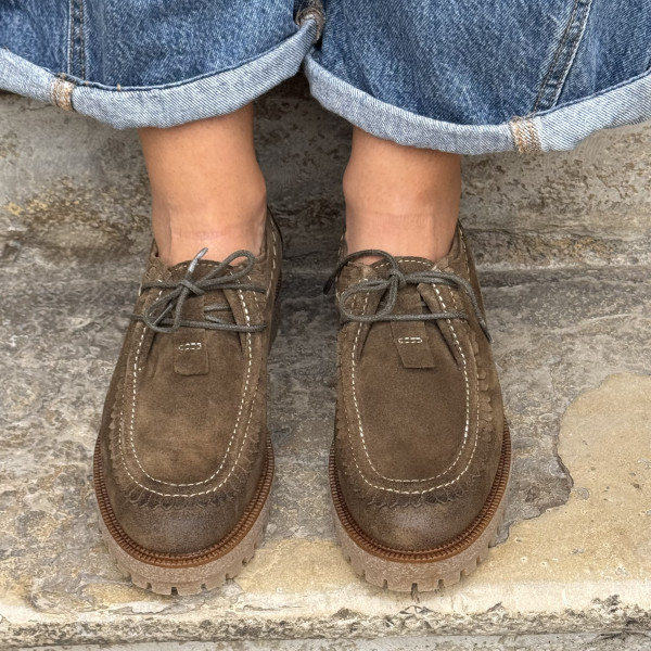 minka derbies leila croste velour 58884 kaki