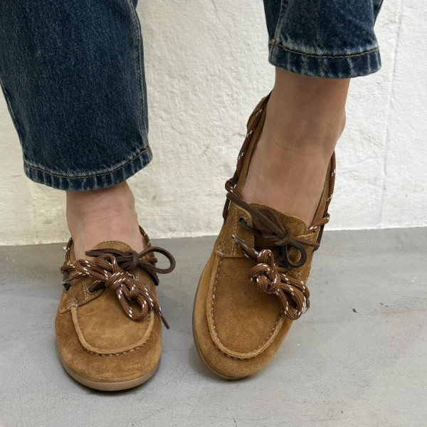 mocassins semerdjian camel à gros lacets marrons