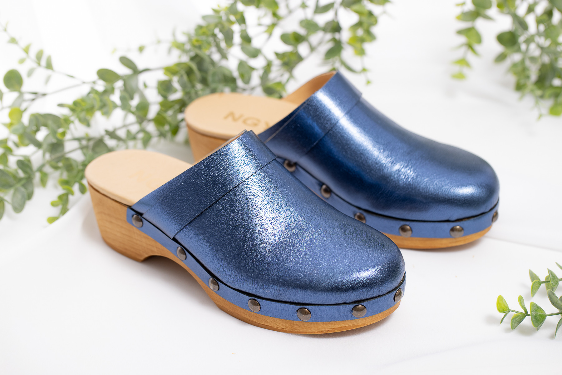 NGY SABOTS EKITI ASTRA MORFEO FEMME BLEU CLOUS TALON BOIS