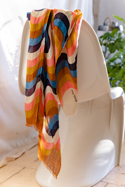 NICE THINGS FOULARD WAVES WFQ008 CAMEL BLEU ROSE FEMME VAGUES