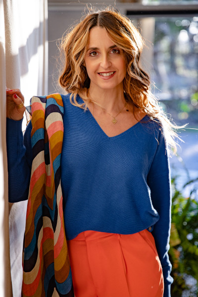NICE THINGS FOULARD WAVES WFQ008 CAMEL BLEU ROSE FEMME VAGUES