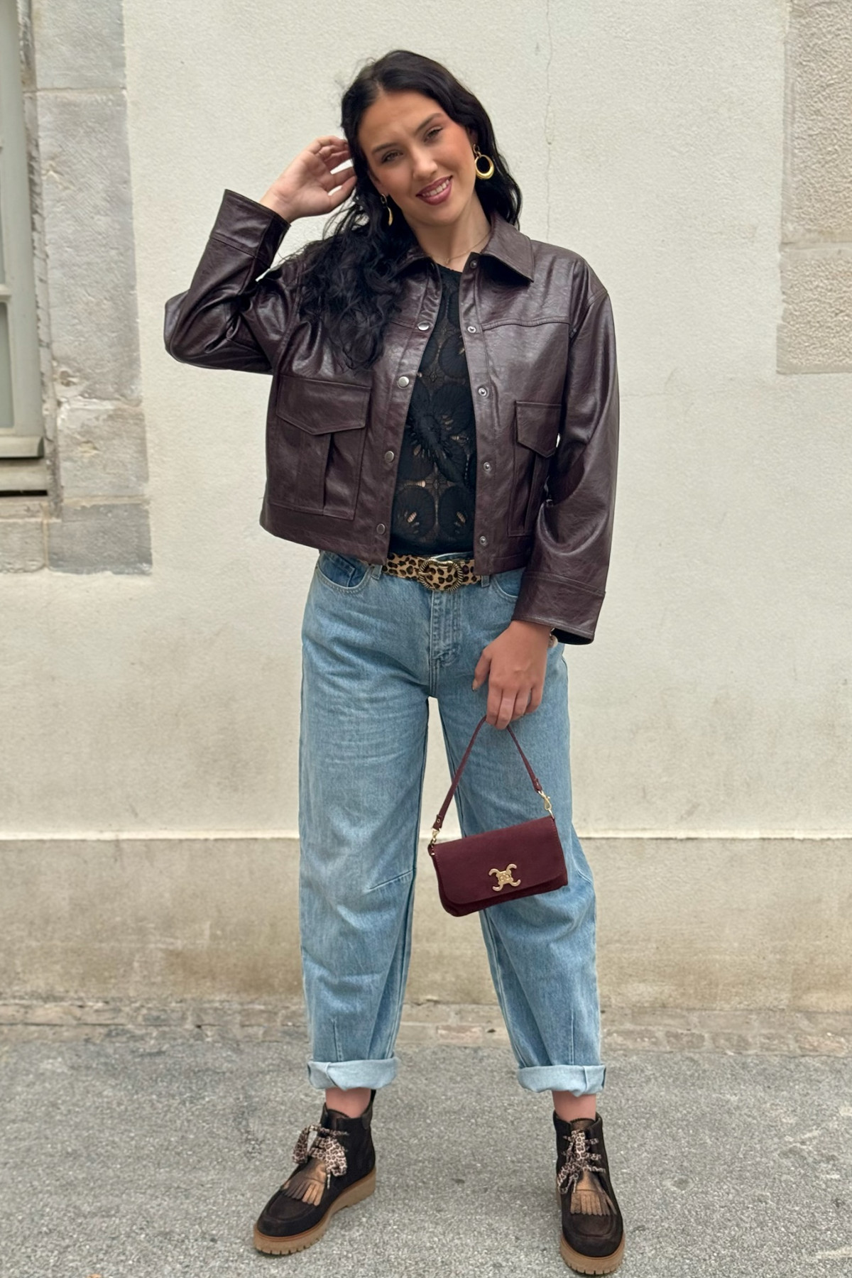 oraije jeans coupe ballon bleu JD612