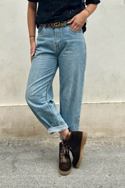 oraije jeans coupe ballon bleu JD612