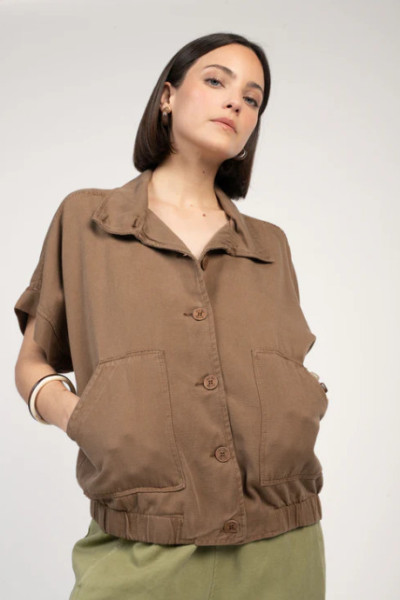 PAKO LITTO VESTE SANS MANCHES ELLIOT MARRON