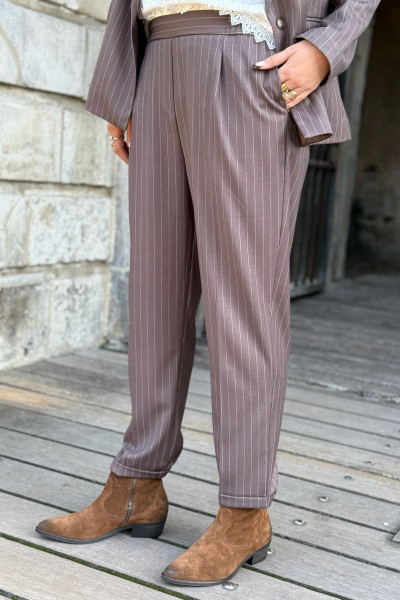pantalon pako litto chino confort a pince 7/8 revers city stripped ptl3966 