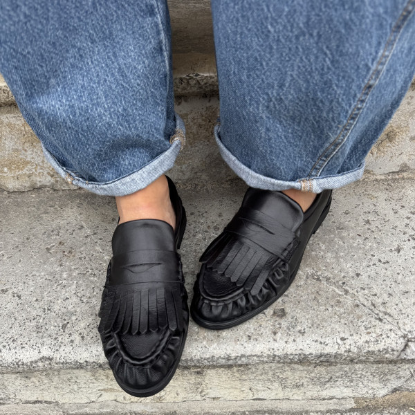 PAVEMENT MOCASSIN PAELMIRA FRINGLE NOIR