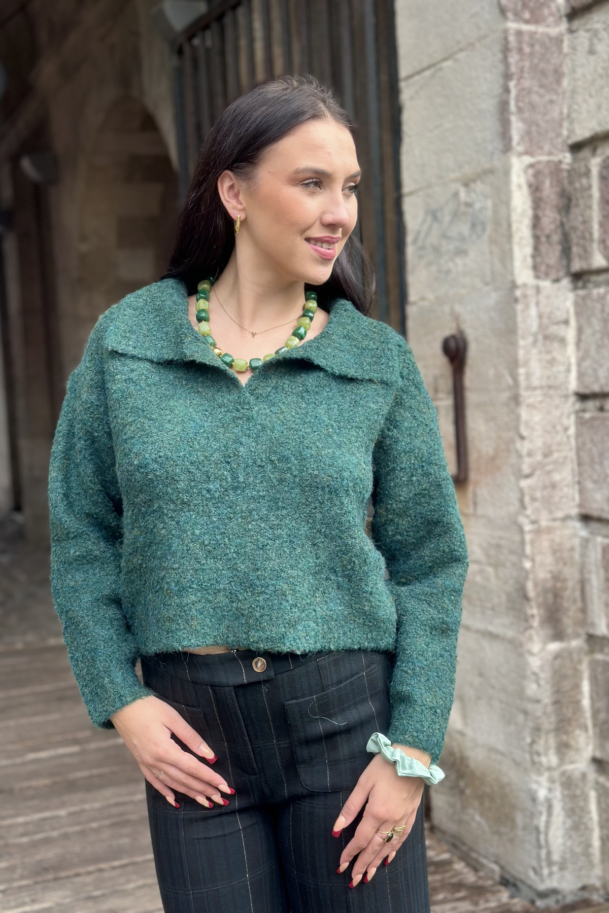 pull col v the korner vert avec col 25203293 sweater 