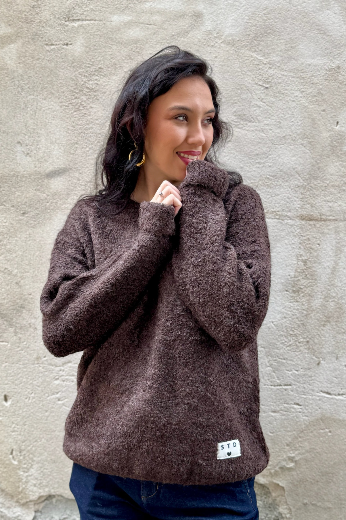 Pull ICHI chocolat oversize melotonné blarissa