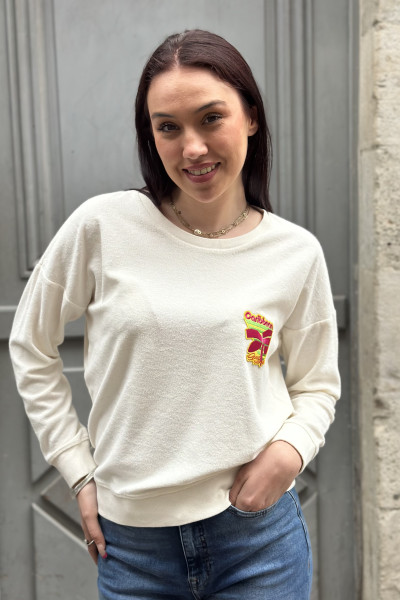 Pull marcello caribbean good vibes blanc en éponge