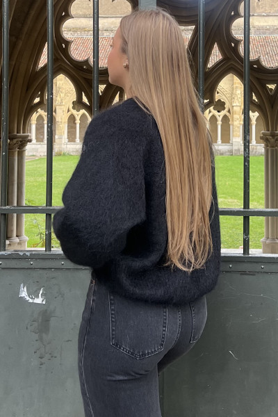pull mohair détail noeud chummy noir